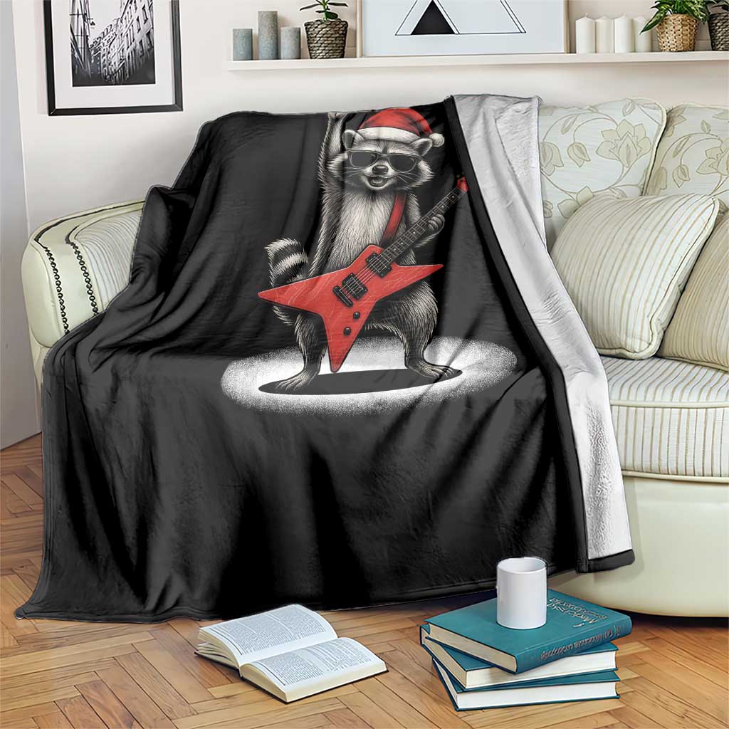 Funny Raccoon Rock Music Christmas Throw Blanket TS14 Print Your Wear