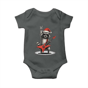 Funny Raccoon Rock Music Christmas Baby Onesie TS14 Dark Heather Print Your Wear