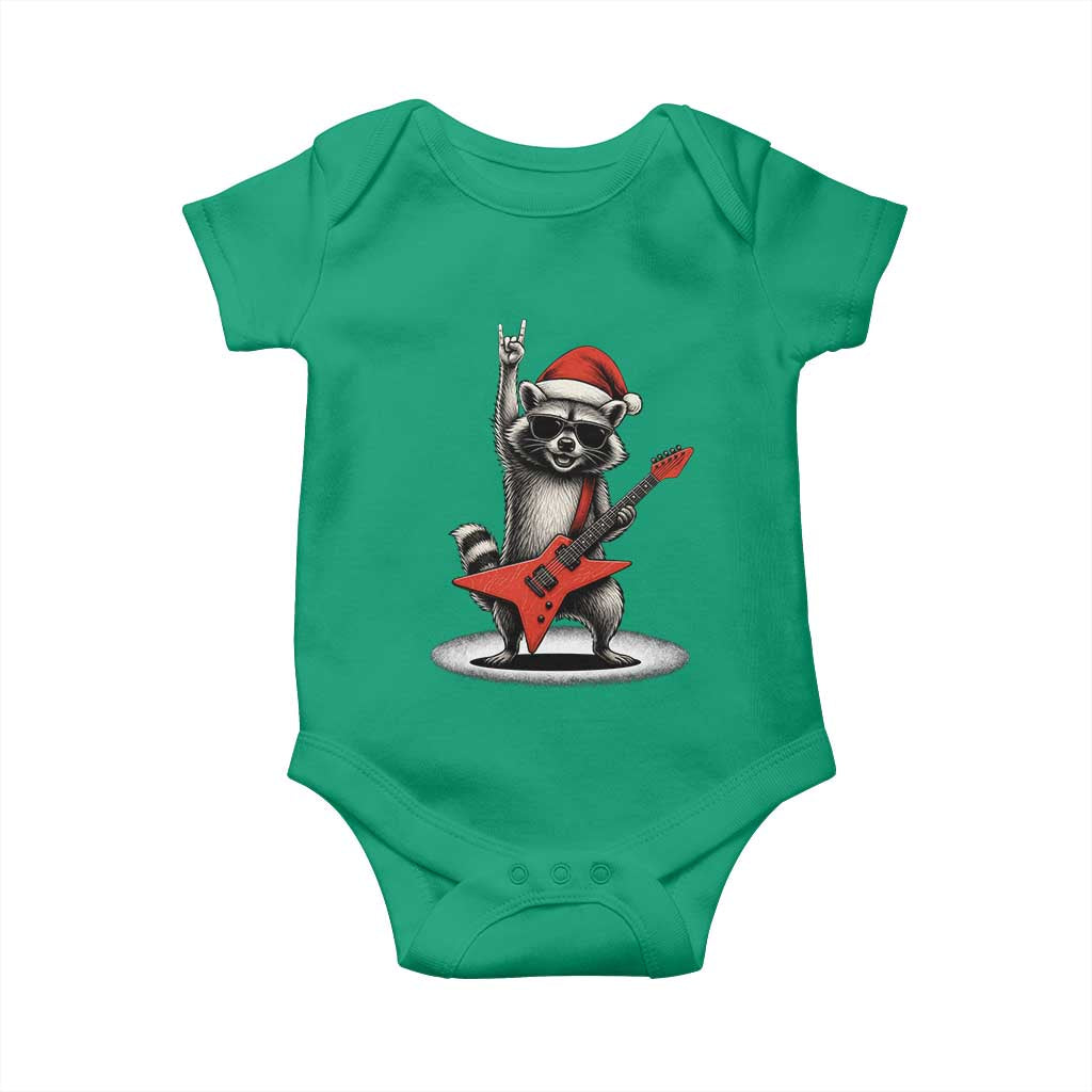 Funny Raccoon Rock Music Christmas Baby Onesie TS14 Irish Green Print Your Wear