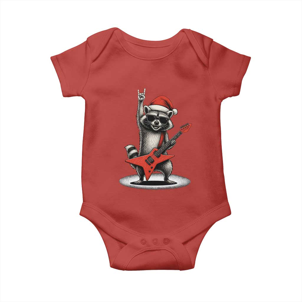 Funny Raccoon Rock Music Christmas Baby Onesie TS14 Red Print Your Wear