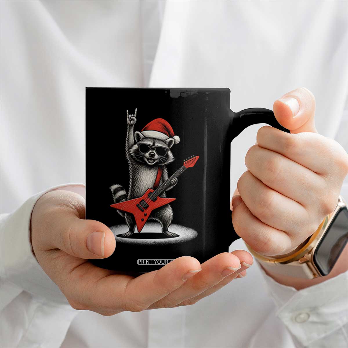 Funny Raccoon Rock Music Christmas Coffee Mug TS14 Print Your Wear