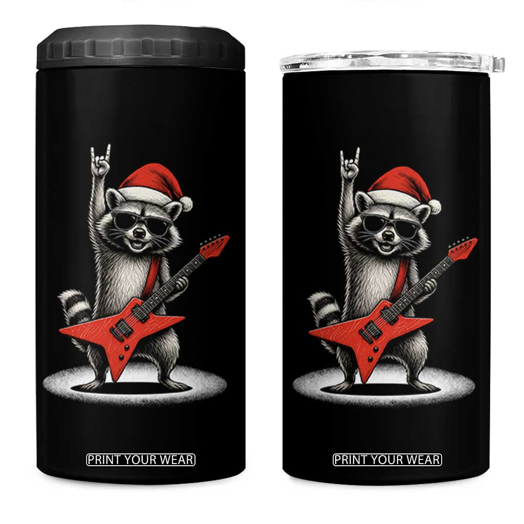 Funny Raccoon Rock Music Christmas 4 in 1 Can Cooler Tumbler TS14 One Size: 16 oz Black Print Your Wear