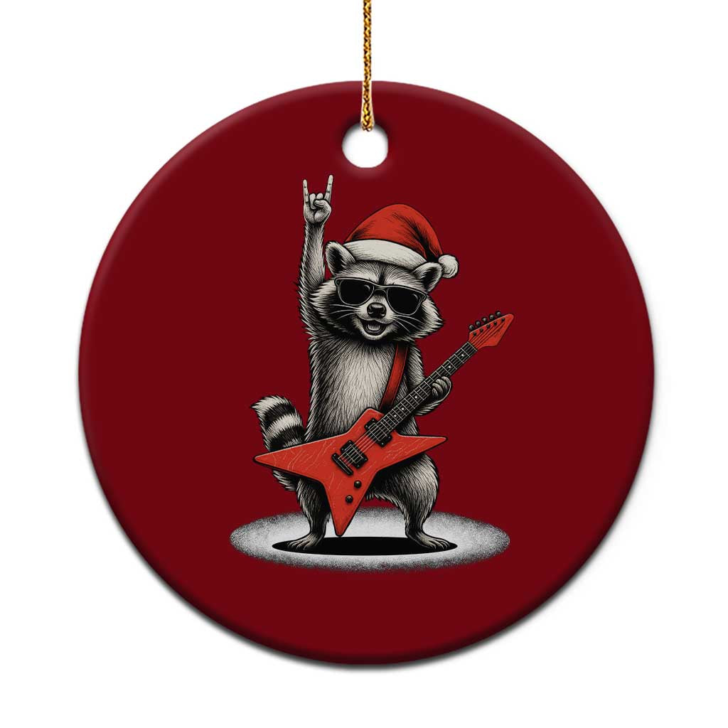 Funny Raccoon Rock Music Christmas Ceramic Ornament TS14 1pc Red Print Your Wear