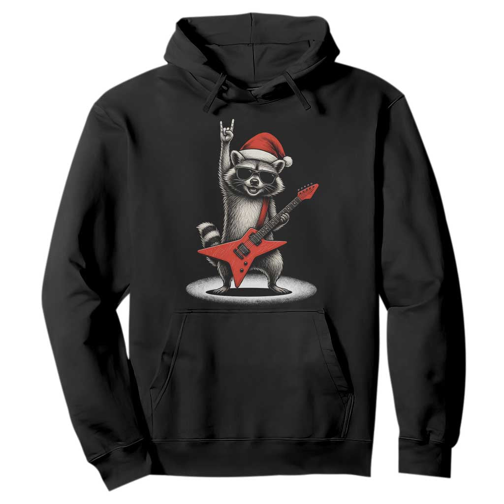 Funny Raccoon Rock Music Christmas Hoodie TS14 Black Print Your Wear