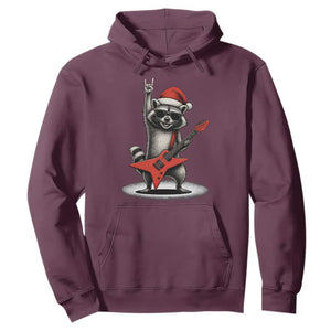 Funny Raccoon Rock Music Christmas Hoodie TS14 Maroon Print Your Wear