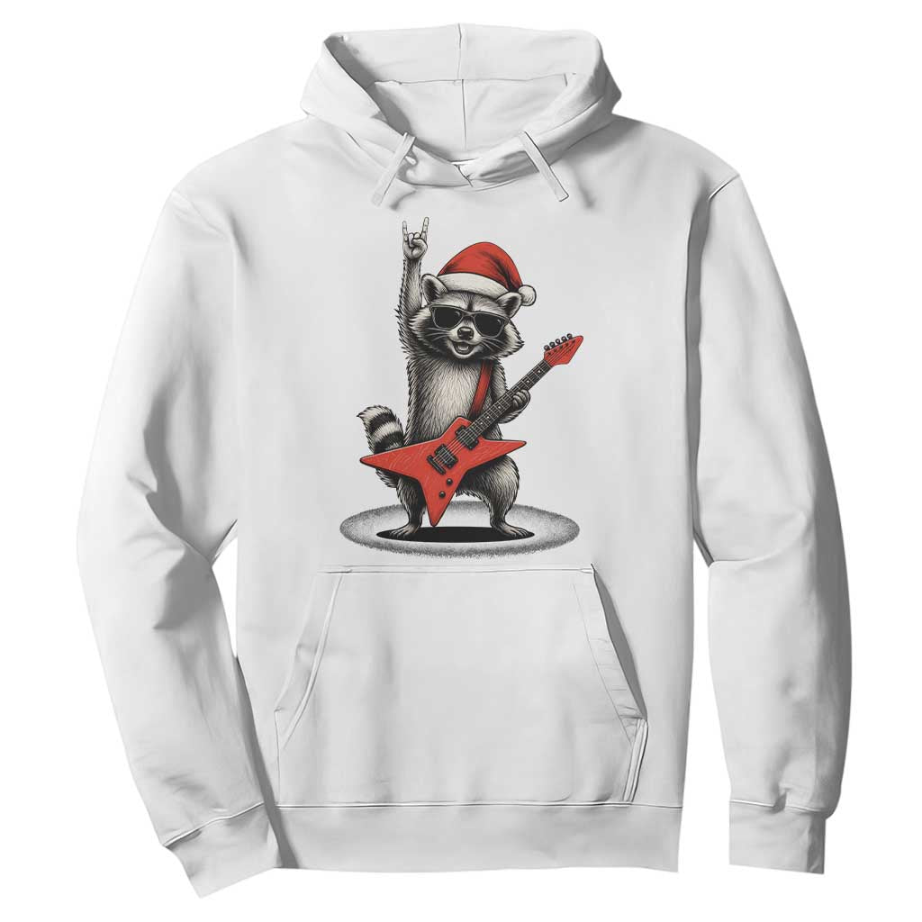 Funny Raccoon Rock Music Christmas Hoodie TS14 White Print Your Wear