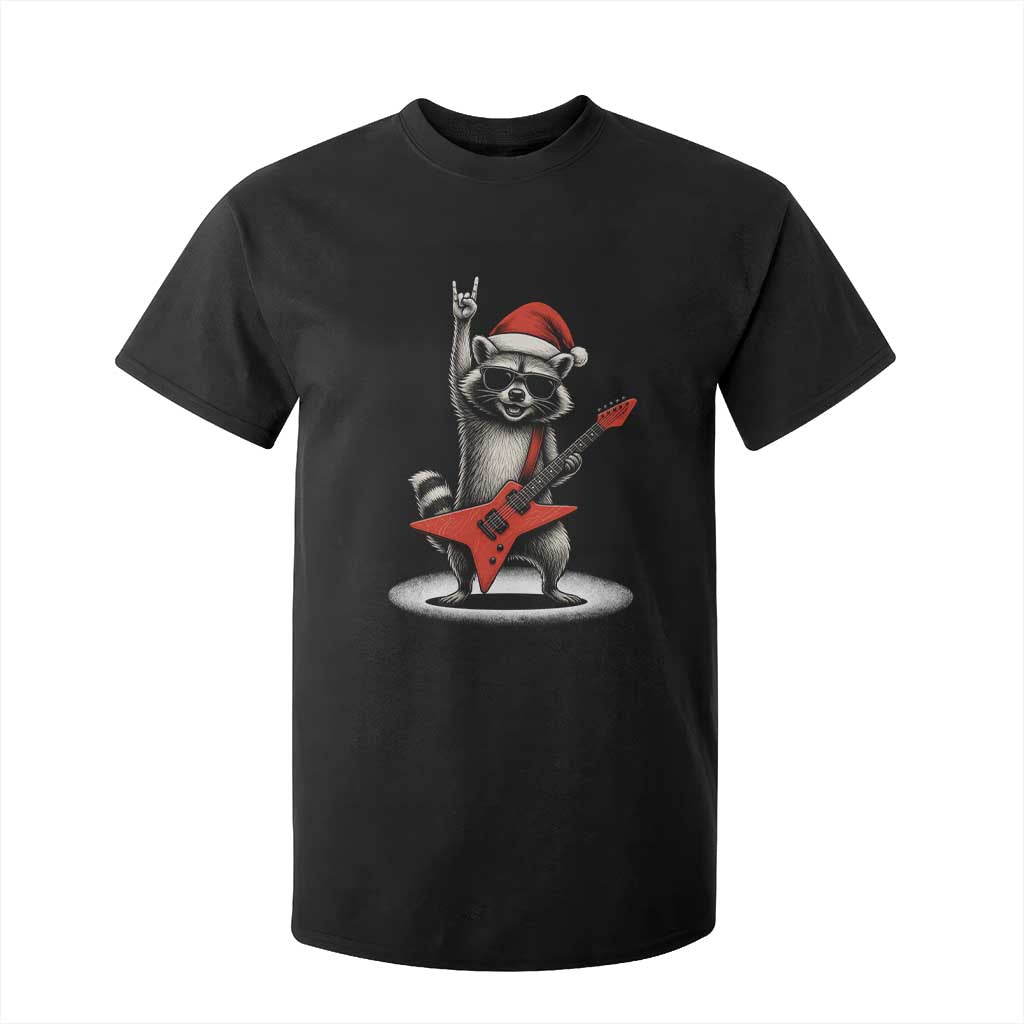 Funny Raccoon Rock Music Christmas T Shirt For Kid TS14 Black Print Your Wear