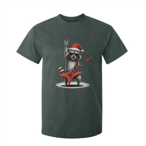 Funny Raccoon Rock Music Christmas T Shirt For Kid TS14 Dark Forest Green Print Your Wear