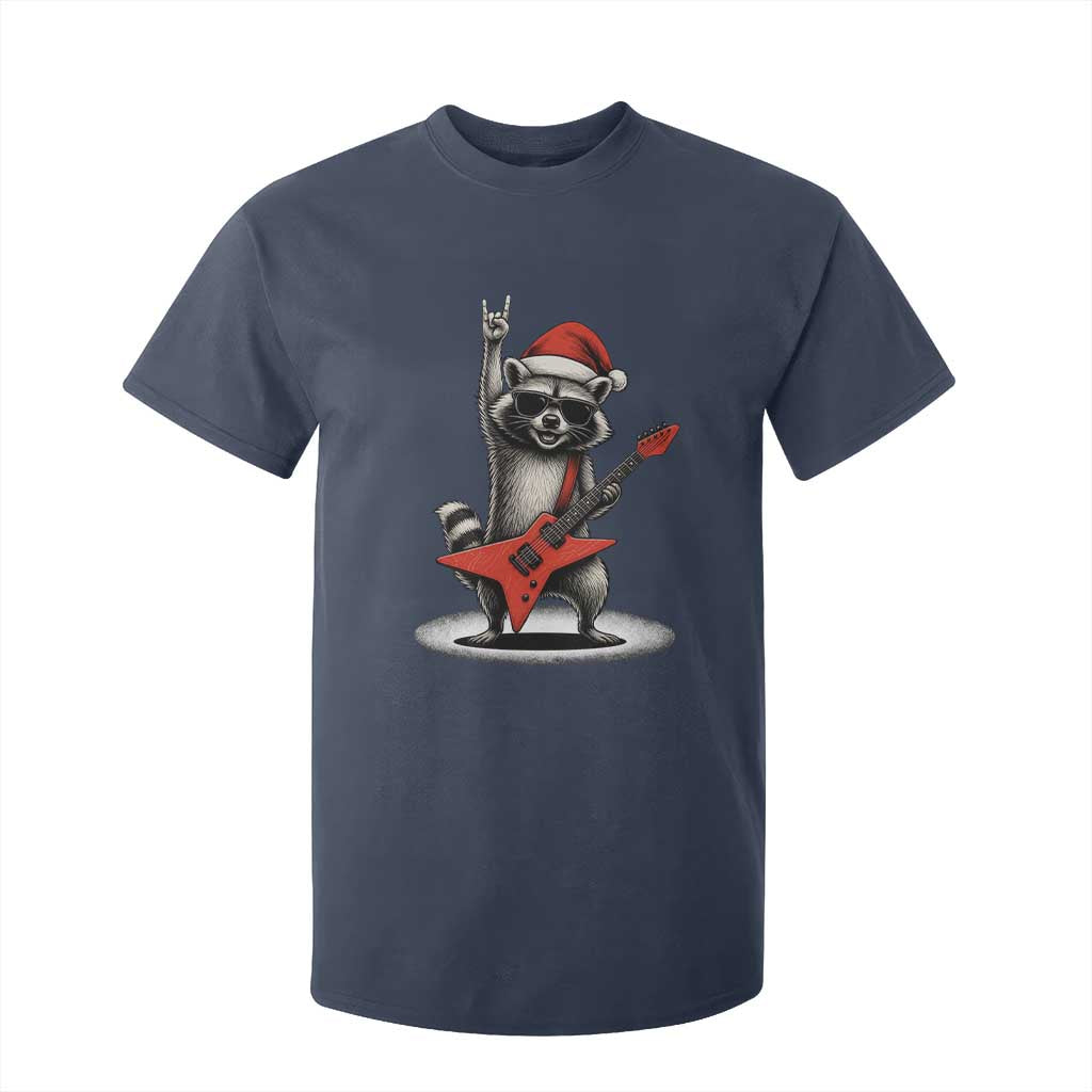Funny Raccoon Rock Music Christmas T Shirt For Kid TS14 Navy Print Your Wear