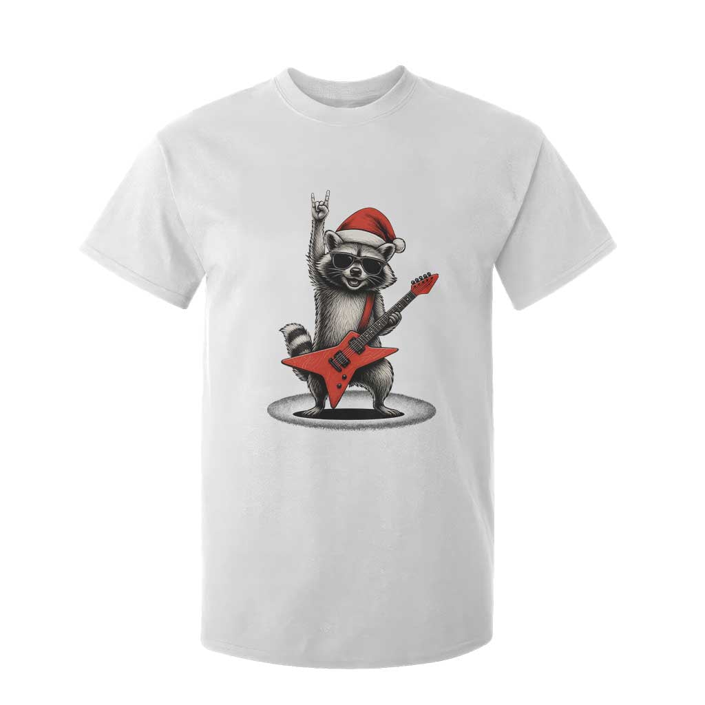Funny Raccoon Rock Music Christmas T Shirt For Kid TS14 White Print Your Wear