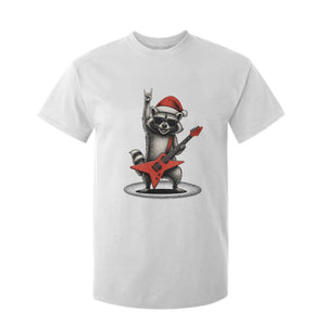 Funny Raccoon Rock Music Christmas T Shirt For Kid TS14 White Print Your Wear