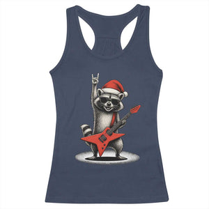 Funny Raccoon Rock Music Christmas Racerback Tank Top TS14 Navy Print Your Wear