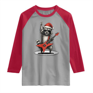 Funny Raccoon Rock Music Christmas Raglan Shirt TS14 Sport Gray Red Print Your Wear