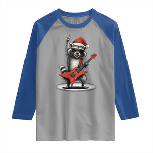 Funny Raccoon Rock Music Christmas Raglan Shirt TS14 Sport Gray Royal Print Your Wear