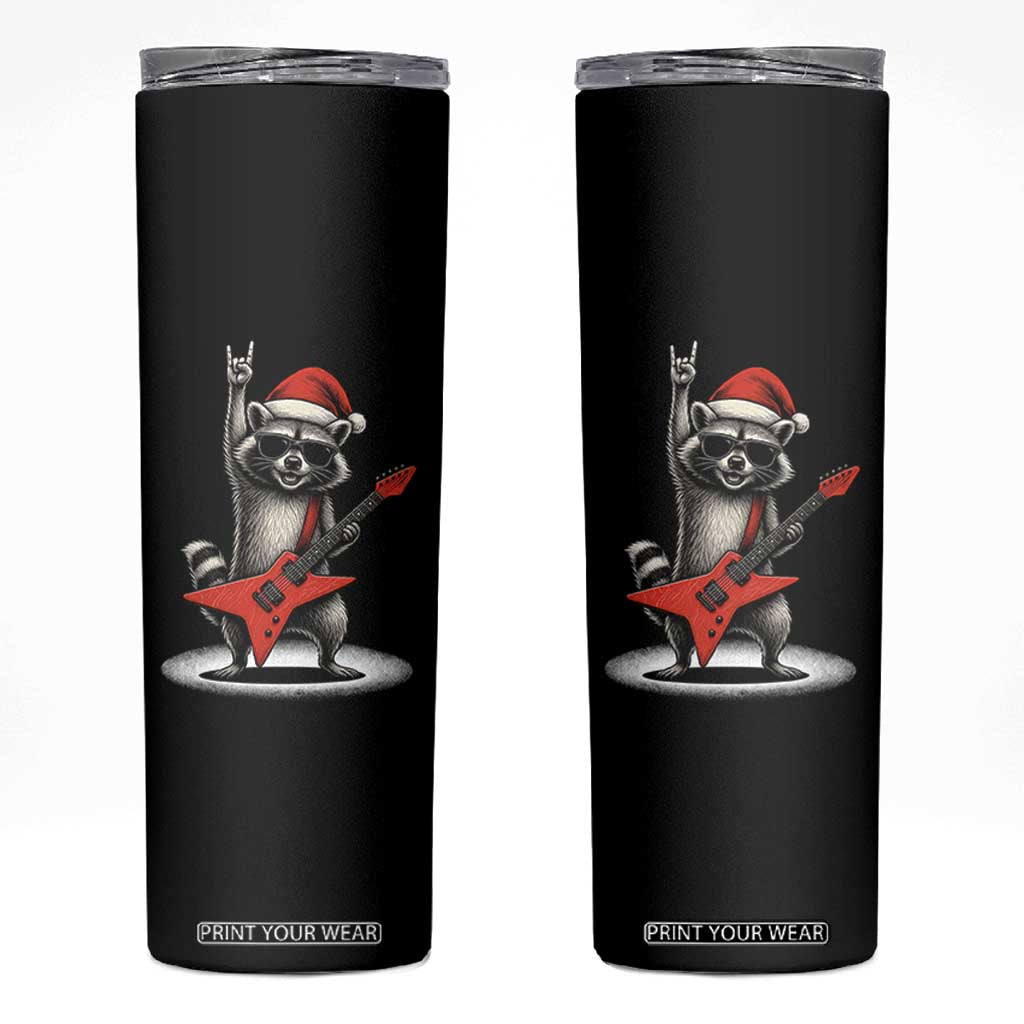 Funny Raccoon Rock Music Christmas Skinny Tumbler TS14 Black Print Your Wear
