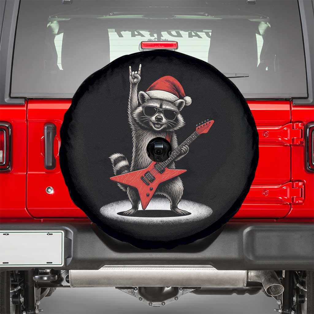 Funny Raccoon Rock Music Christmas Spare Tire Cover TS14 Black Print Your Wear