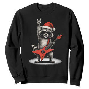 Funny Raccoon Rock Music Christmas Sweatshirt TS14 Black Print Your Wear