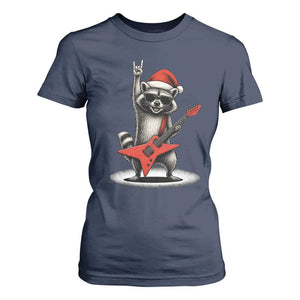 Funny Raccoon Rock Music Christmas T Shirt For Women TS14 Navy Print Your Wear