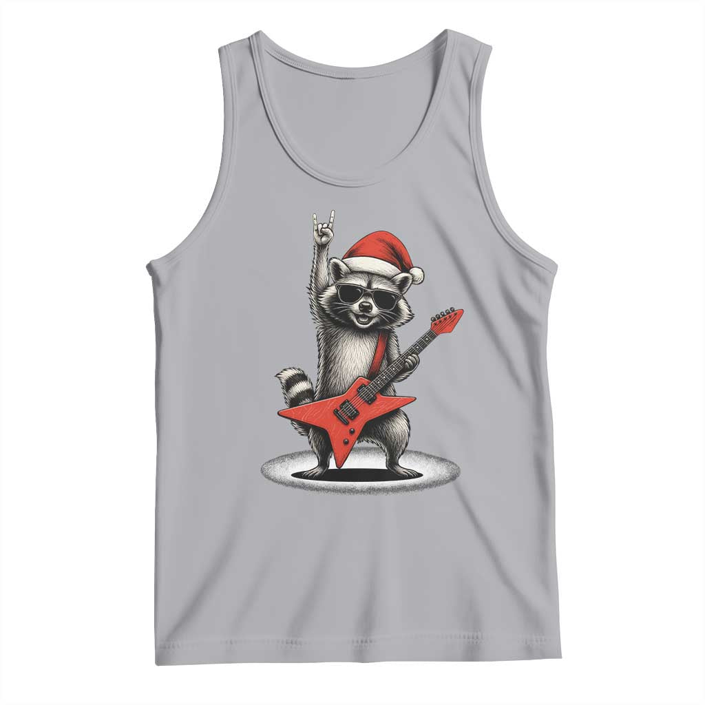 Funny Raccoon Rock Music Christmas Tank Top TS14 Athletic Heather Print Your Wear