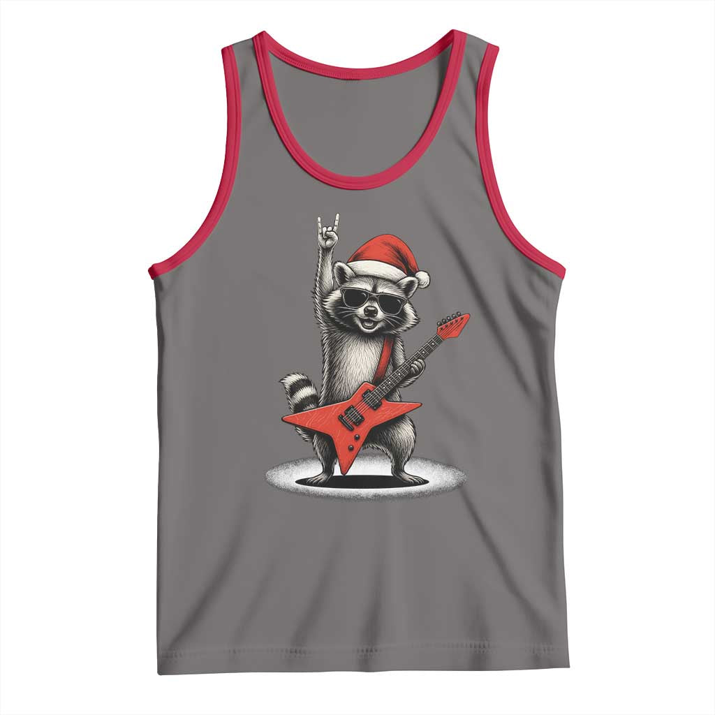 Funny Raccoon Rock Music Christmas Tank Top TS14 Deep Heather Red Print Your Wear