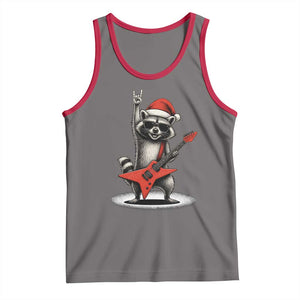Funny Raccoon Rock Music Christmas Tank Top TS14 Deep Heather Red Print Your Wear