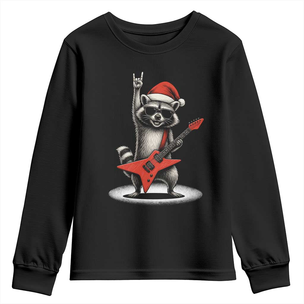 Funny Raccoon Rock Music Christmas Youth Sweatshirt TS14 Black Print Your Wear