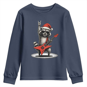 Funny Raccoon Rock Music Christmas Youth Sweatshirt TS14 Navy Print Your Wear