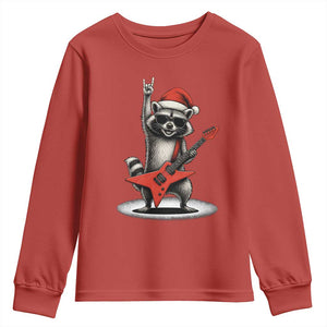 Funny Raccoon Rock Music Christmas Youth Sweatshirt TS14 Red Print Your Wear