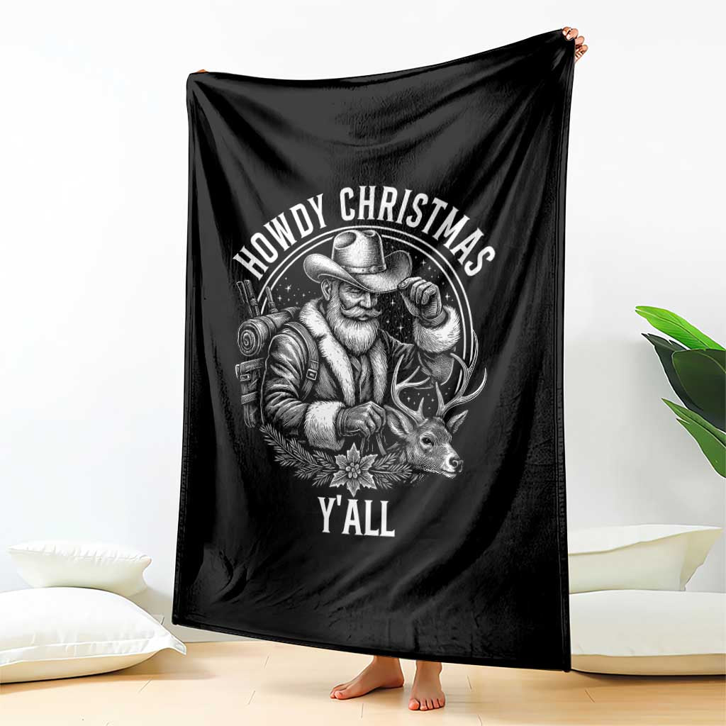 Cowboy Santa Claus Throw Blanket Howdy Christmas Y'all Western Country TS14 Print Your Wear