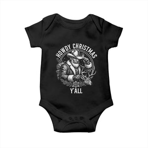 Cowboy Santa Claus Baby Onesie Howdy Christmas Y'all Western Country TS14 Black Print Your Wear