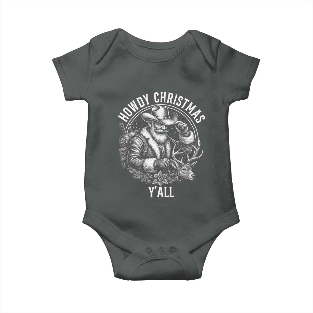 Cowboy Santa Claus Baby Onesie Howdy Christmas Y'all Western Country TS14 Dark Heather Print Your Wear