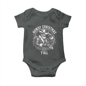 Cowboy Santa Claus Baby Onesie Howdy Christmas Y'all Western Country TS14 Dark Heather Print Your Wear