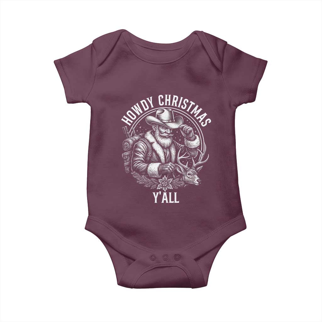 Cowboy Santa Claus Baby Onesie Howdy Christmas Y'all Western Country TS14 Maroon Print Your Wear