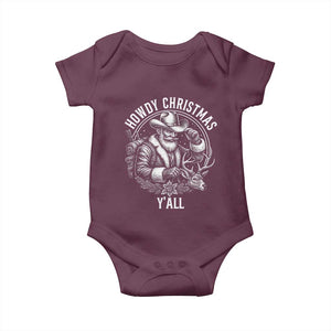 Cowboy Santa Claus Baby Onesie Howdy Christmas Y'all Western Country TS14 Maroon Print Your Wear