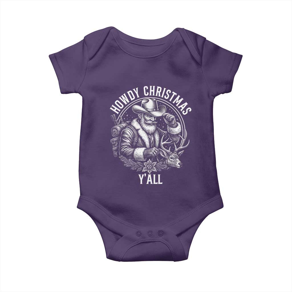 Cowboy Santa Claus Baby Onesie Howdy Christmas Y'all Western Country TS14 Purple Print Your Wear