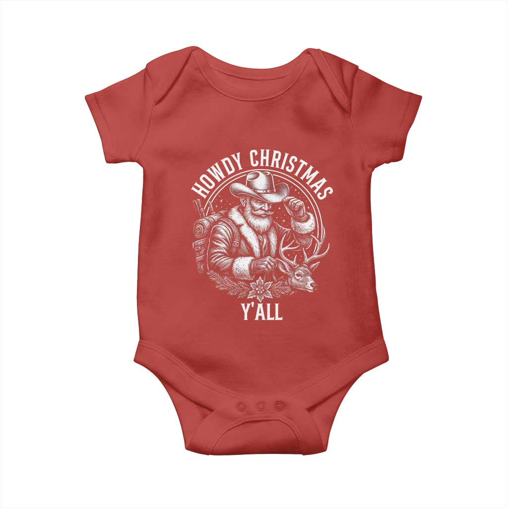 Cowboy Santa Claus Baby Onesie Howdy Christmas Y'all Western Country TS14 Red Print Your Wear