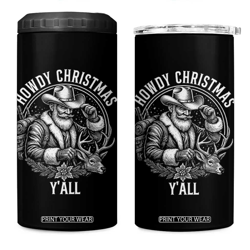 Cowboy Santa Claus 4 in 1 Can Cooler Tumbler Howdy Christmas Y'all Western Country TS14 One Size: 16 oz Black Print Your Wear