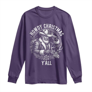 Cowboy Santa Claus Long Sleeve Shirt Howdy Christmas Y'all Western Country TS14 Purple Print Your Wear
