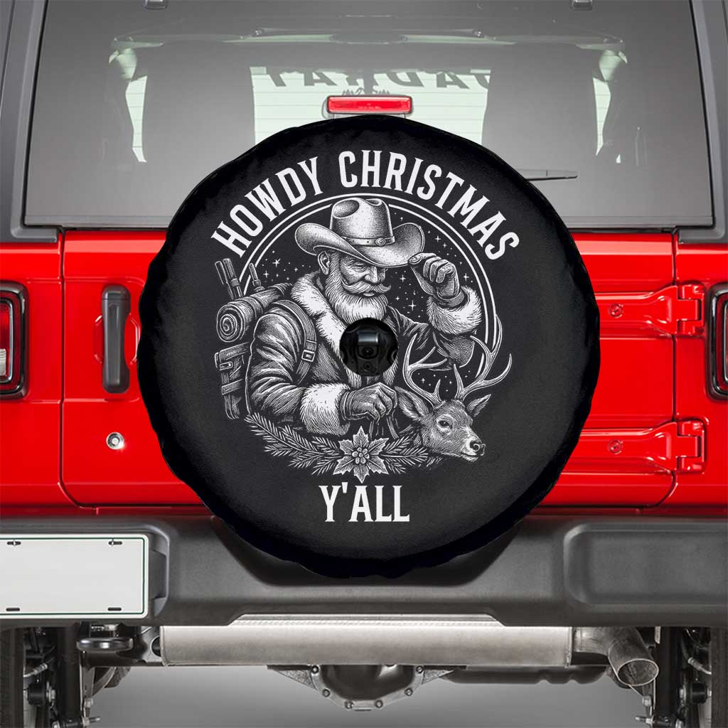 Cowboy Santa Claus Spare Tire Cover Howdy Christmas Y'all Western Country TS14 Black Print Your Wear