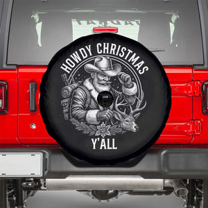 Cowboy Santa Claus Spare Tire Cover Howdy Christmas Y'all Western Country TS14 Black Print Your Wear