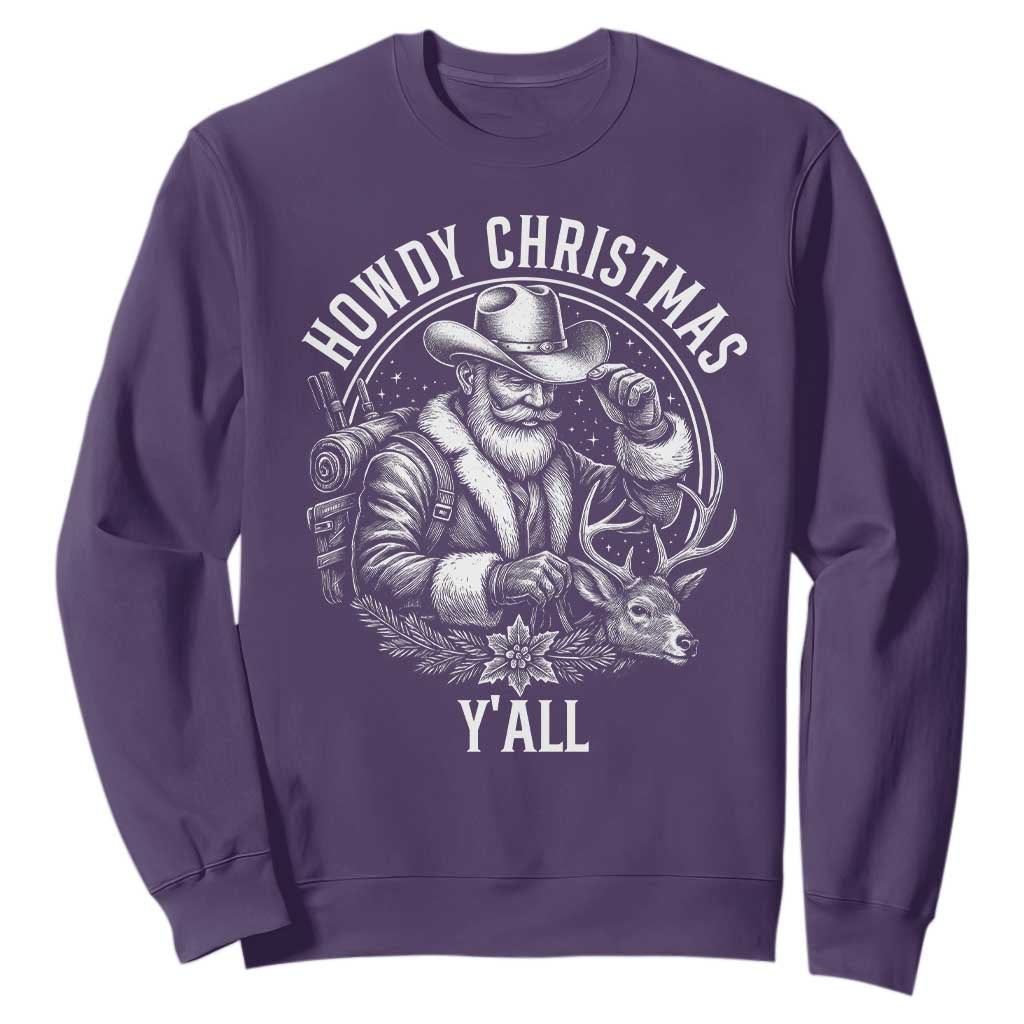 Cowboy Santa Claus Sweatshirt Howdy Christmas Y'all Western Country TS14 Purple Print Your Wear