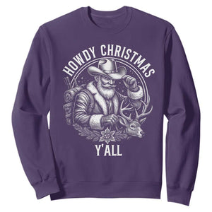 Cowboy Santa Claus Sweatshirt Howdy Christmas Y'all Western Country TS14 Purple Print Your Wear