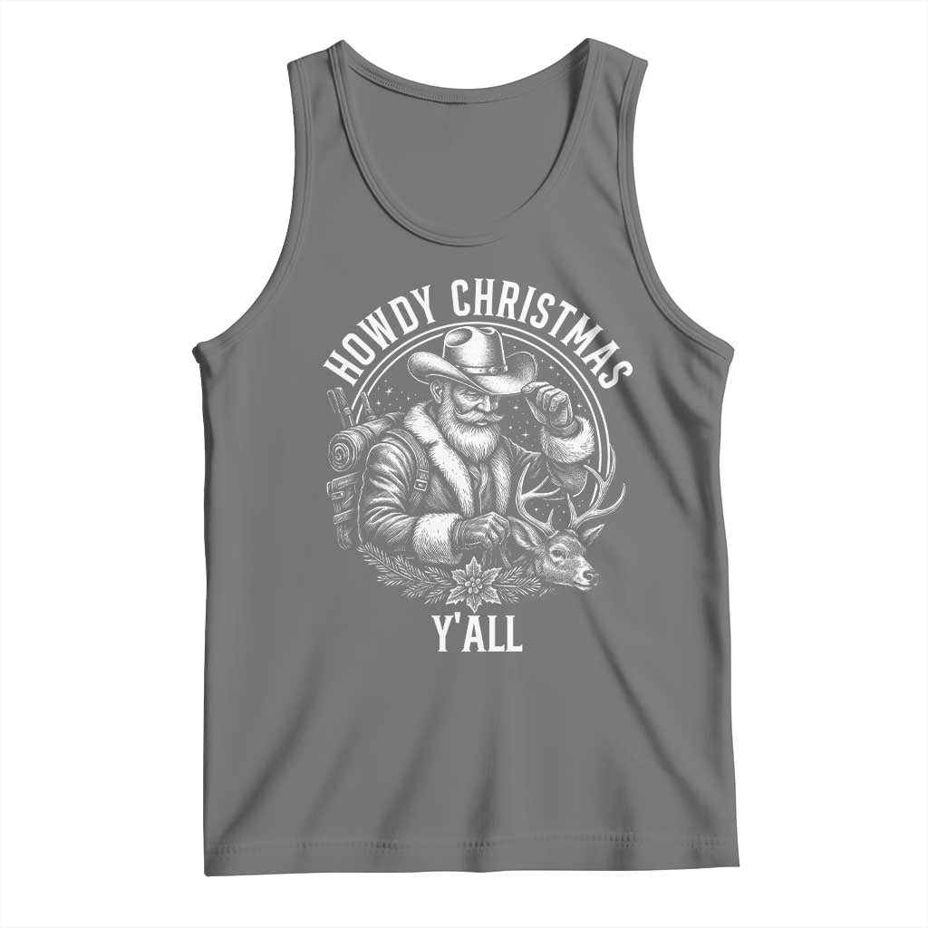 Cowboy Santa Claus Tank Top Howdy Christmas Y'all Western Country TS14 Black Heather Print Your Wear