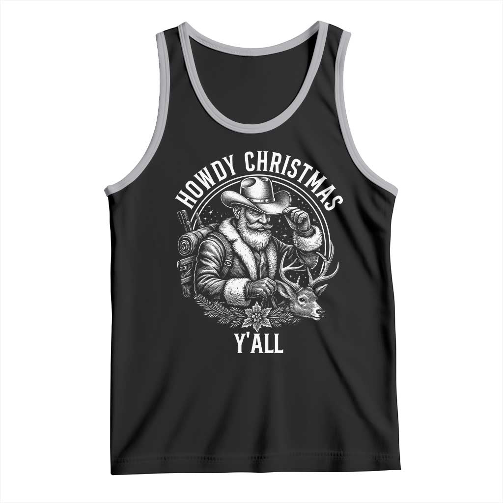 Cowboy Santa Claus Tank Top Howdy Christmas Y'all Western Country TS14 Black Athletic Heather Print Your Wear