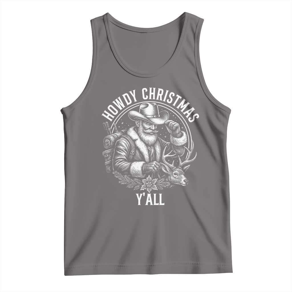 Cowboy Santa Claus Tank Top Howdy Christmas Y'all Western Country TS14 Deep Heather Print Your Wear