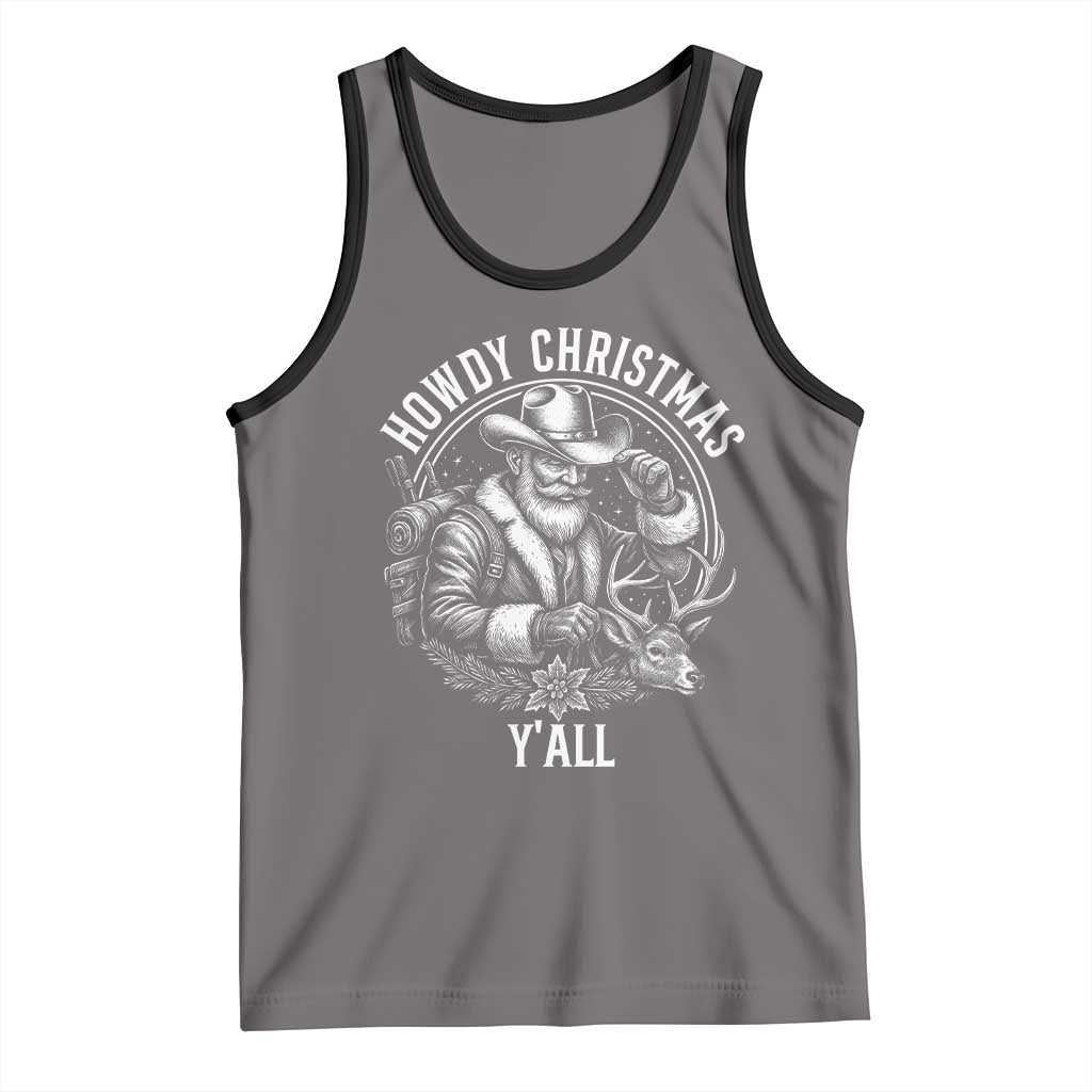 Cowboy Santa Claus Tank Top Howdy Christmas Y'all Western Country TS14 Deep Heather Black Print Your Wear