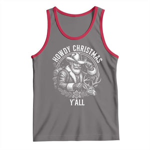 Cowboy Santa Claus Tank Top Howdy Christmas Y'all Western Country TS14 Deep Heather Red Print Your Wear