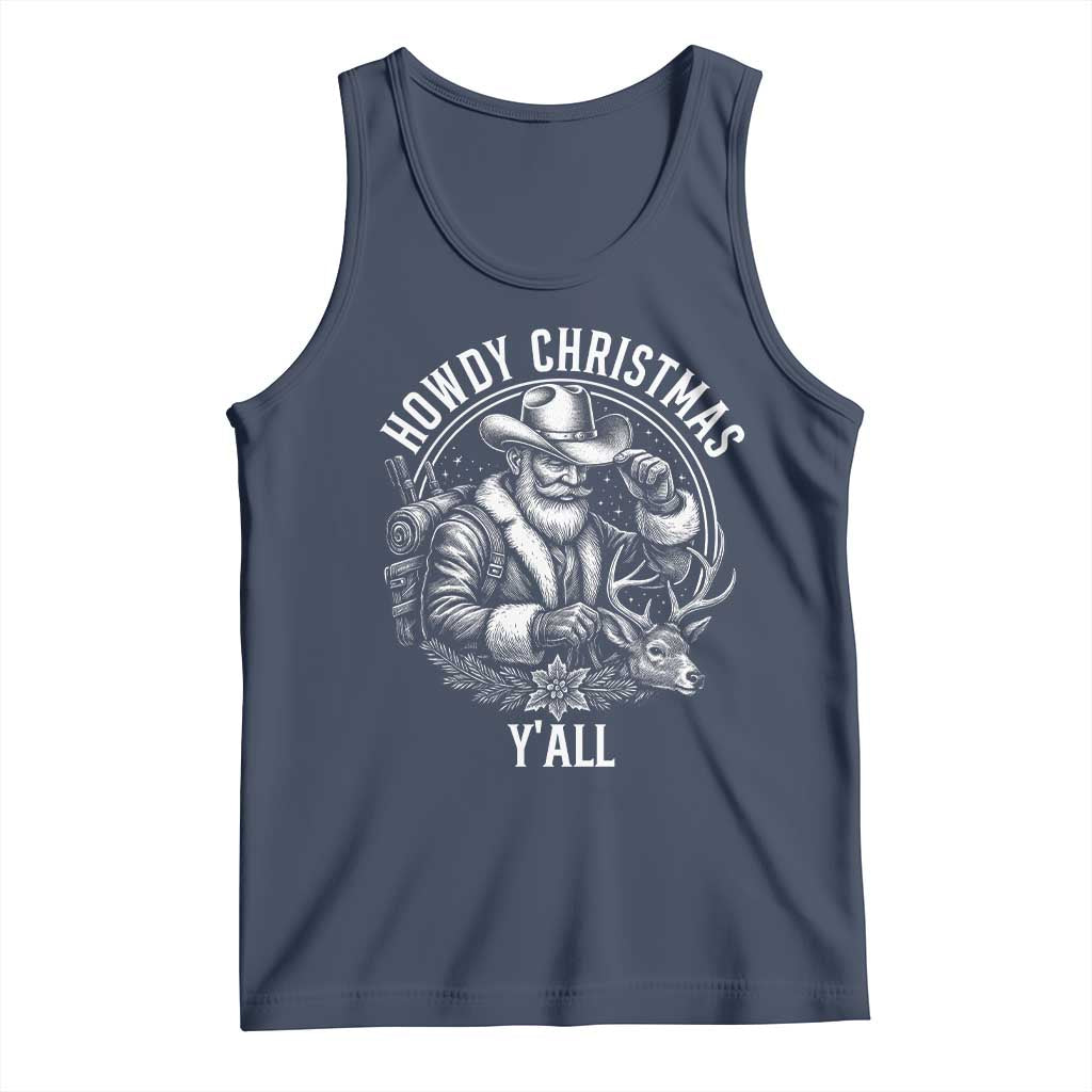 Cowboy Santa Claus Tank Top Howdy Christmas Y'all Western Country TS14 Navy Print Your Wear