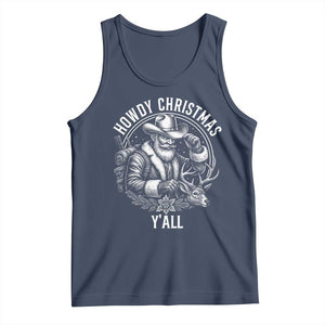 Cowboy Santa Claus Tank Top Howdy Christmas Y'all Western Country TS14 Navy Print Your Wear