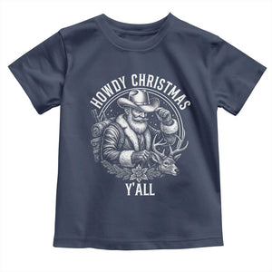 Cowboy Santa Claus Toddler T Shirt Howdy Christmas Y'all Western Country TS14 Navy Print Your Wear